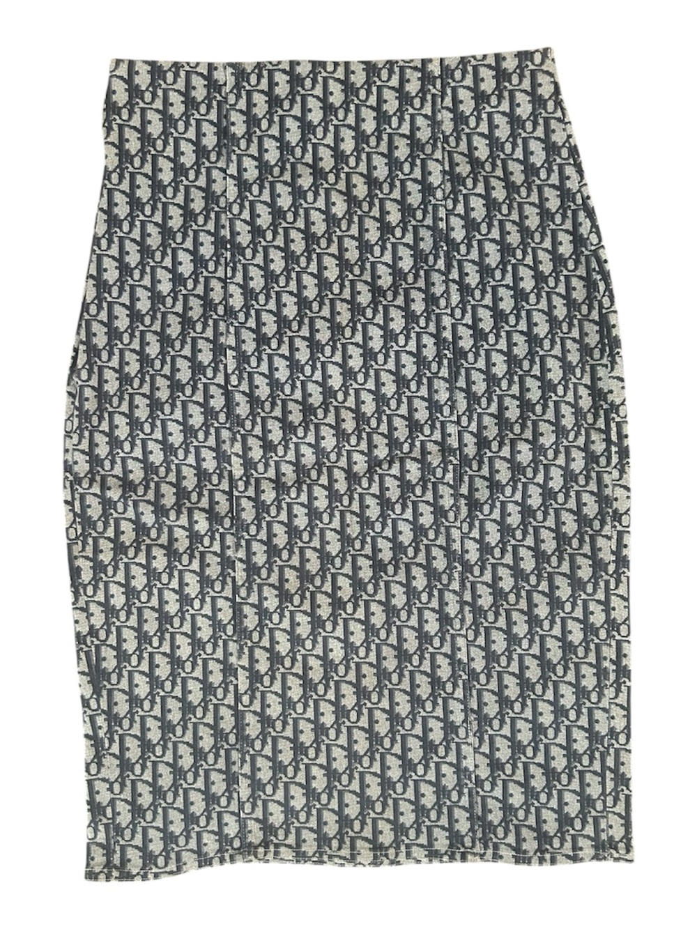 Vintage Christian Dior Paris Boutique Navy & Grey Monogram Pencil Skirt